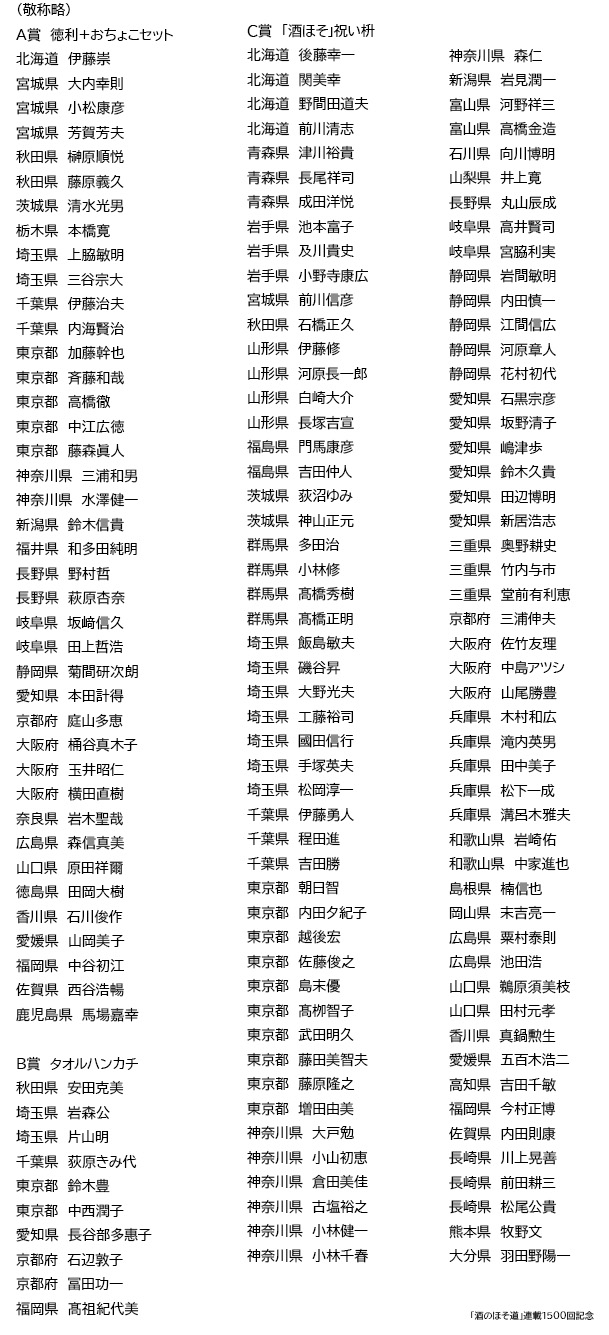 初版第一刷発行、雲にのる4巻、平 並次郎5巻 当選者発表】「酒のほそ道」連載1500回突破記念ご愛読感謝プレゼント